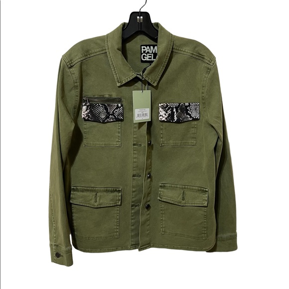 Pam & Gela Army Jacket with Snake Contrast, Size Medium - Picture 2 of 4